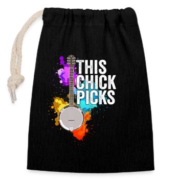 Banjo This Chick Picks - Closable cotton gift bag (14x20cm) - black - Front