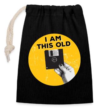 I am this old floppy disk 80s retro - Closable cotton gift bag (14x20cm) - black - Front
