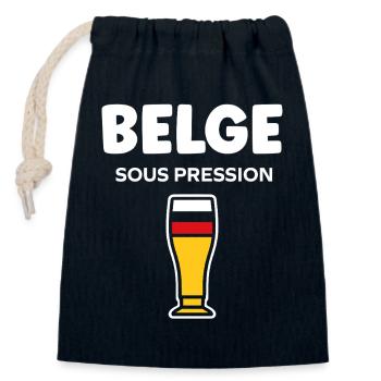 Belgisches Druckglasbier - Verschließbarer Geschenkbeutel aus Baumwolle (14x20cm) - Navy - Vorne