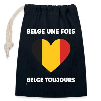 Belgische Herz-Trikolore - Verschließbarer Geschenkbeutel aus Baumwolle (14x20cm) - Navy - Vorne