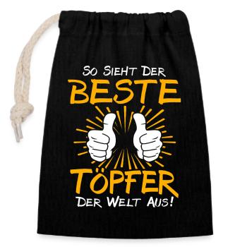 Pottery Gift Idea - Closable cotton gift bag (14x20cm) - black - Front