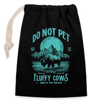 Les bisons vintage ne caressent pas les vaches duveteuses Bizons drôles - Sac cadeau en coton avec cordon (14 x 20 cm) - noir - Devant