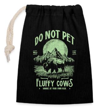Les bisons vintage ne caressent pas les vaches duveteuses Bizons drôles - Sac cadeau en coton avec cordon (14 x 20 cm) - noir - Devant