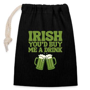 Irlandais, tu m’offrirais un verre - Sac cadeau en coton avec cordon (14 x 20 cm) - noir - Devant