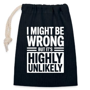 Might Be Wrong But Highly Unlikely Besserwisser - Verschließbarer Geschenkbeutel aus Baumwolle (14x20cm) - Navy - Vorne