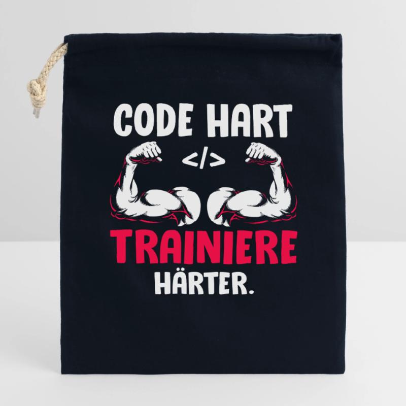 Coder CODE HARD TRAIN HARDER Funny Closable cotton gift bag (14x20cm)