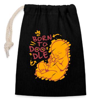 Doodle Doodle Drawing - Closable cotton gift bag (14x20cm) - black - Front