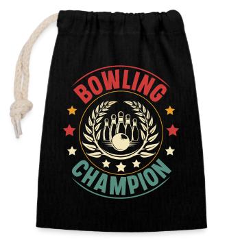 Bowling - Closable cotton gift bag (14x20cm) - black - Front