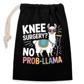 Chirurgie du genou ? Pas de problème - Sac cadeau en coton avec cordon (14 x 20 cm) - noir - Devant
