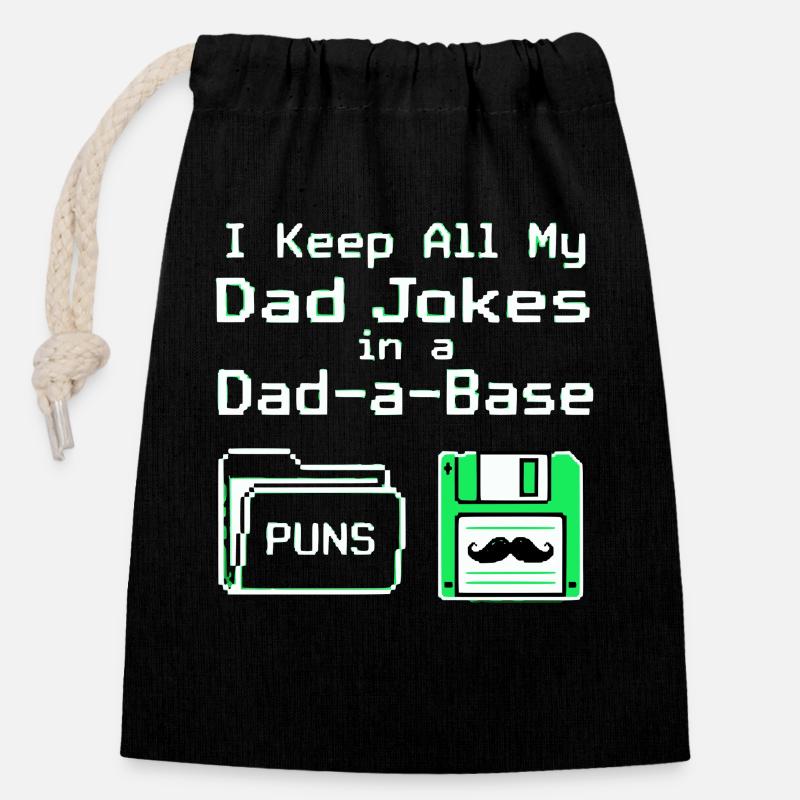 Je garde toutes mes blagues de papa dans une base de papa - Sac cadeau en coton avec cordon (14 x 20 cm) - noir