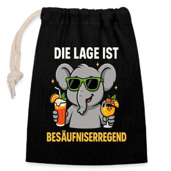 Die Lage ist besäufniserregend - Verschließbarer Geschenkbeutel aus Baumwolle (14x20cm) - Schwarz - Vorne
