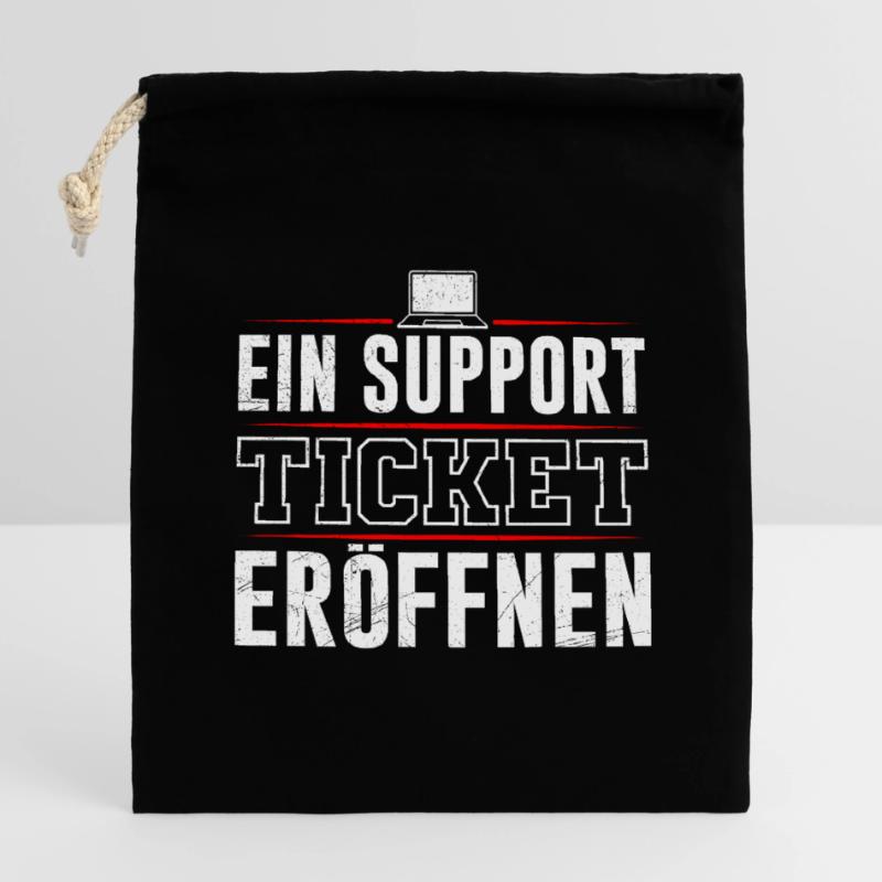Coder EIN SUPPORT TICKET ERÖFFNEN LUSTIG Verschließbarer Geschenkbeutel aus Baumwolle (14x20cm)