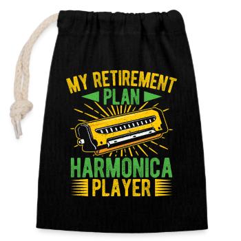 Funny Harmonica Player Retirement Plan Player - Verschließbarer Geschenkbeutel aus Baumwolle (14x20cm) - Schwarz - Vorne
