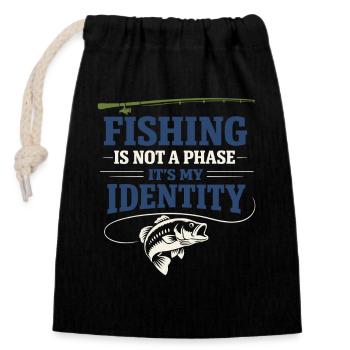Fishing Lifestyle Angler for Life Fish - Closable cotton gift bag (14x20cm) - black - Front