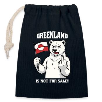 Le Groenland n’est pas à vendre - Sac cadeau en coton avec cordon (14 x 20 cm) - bleu marine - Devant
