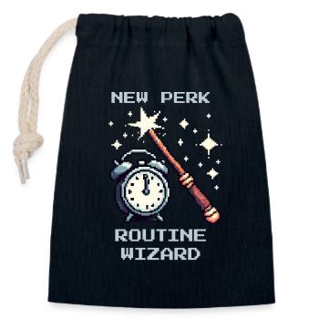Routine Wizard | Social Work Everyday Life - Closable cotton gift bag (14x20cm) - navy - Front