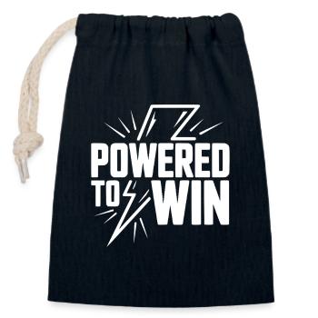 Powered to Win - Verschließbarer Geschenkbeutel aus Baumwolle (14x20cm) - Navy - Vorne