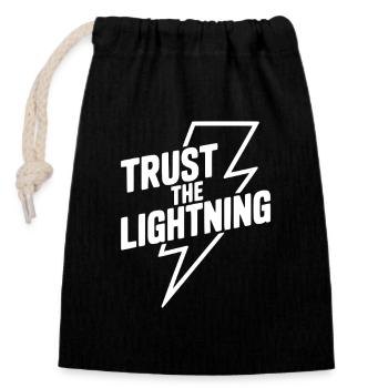 Vertraue dem Lightning - Verschließbarer Geschenkbeutel aus Baumwolle (14x20cm) - Schwarz - Vorne