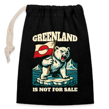Greenland Is Not For Sale - Verschließbarer Geschenkbeutel aus Baumwolle (14x20cm) - Schwarz - Vorne