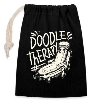 Doodle Doodle Drawing - Closable cotton gift bag (14x20cm) - black - Front