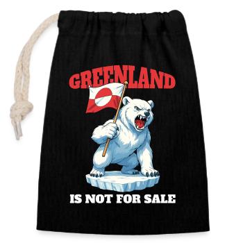 Greenland Is Not For Sale - Verschließbarer Geschenkbeutel aus Baumwolle (14x20cm) - Schwarz - Vorne