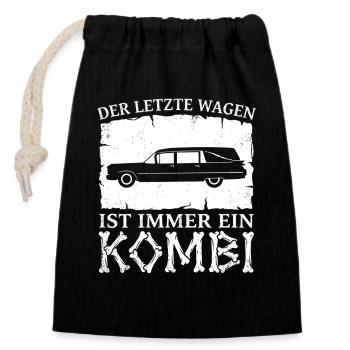 La dernière voiture est toujours un break – croque-mort - Sac cadeau en coton avec cordon (14 x 20 cm) - noir - Devant