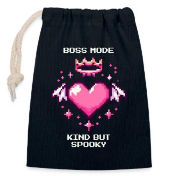 Doux et Effrayant | Goth doux - Sac cadeau en coton avec cordon (14 x 20 cm) - bleu marine - Devant