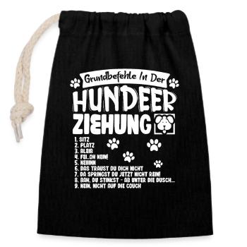 Basic Commands of Dog Training Dog Motif - Closable cotton gift bag (14x20cm) - black - Front