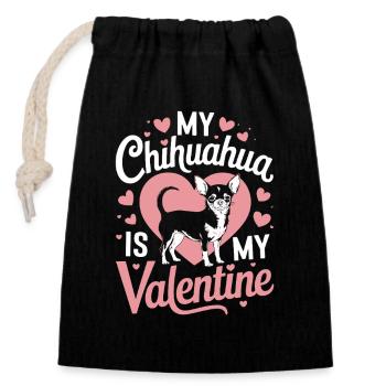 Mon chihuahua est mon chien chihuahua de la Saint-Valentin amour - Sac cadeau en coton avec cordon (14 x 20 cm) - noir - Devant