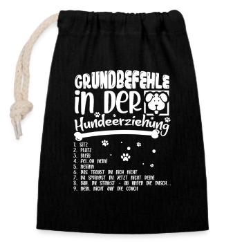 Basic Commands of Dog Training Dog Motif - Closable cotton gift bag (14x20cm) - black - Front