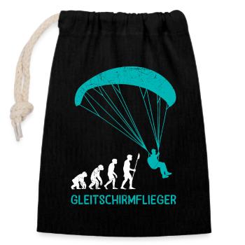 Paraglider GLEITSCHIRMFLIEGER LUSTIG - Verschließbarer Geschenkbeutel aus Baumwolle (14x20cm) - Schwarz - Vorne