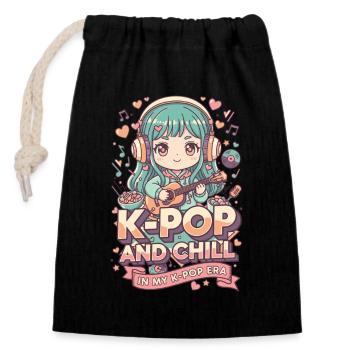 K-Pop und Chill In meiner K-Pop-Ära koreanische Musik - Verschließbarer Geschenkbeutel aus Baumwolle (14x20cm) - Schwarz - Vorne
