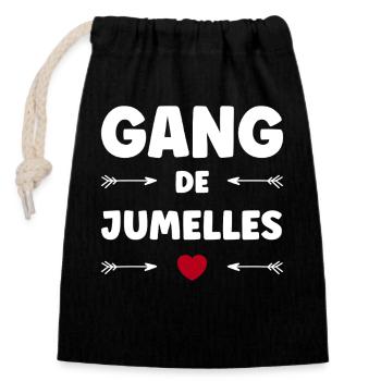 GANG DES JUMELLES - Sac cadeau en coton avec cordon (14 x 20 cm) - noir - Devant