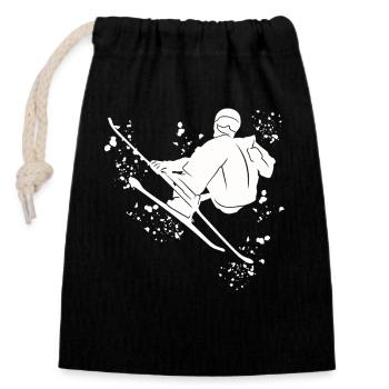 Ski alpin Sports d’hiver Ski nordique - Sac cadeau en coton avec cordon (14 x 20 cm) - noir - Devant