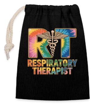 Respiratorischer Therapeut Tie-Dye - Verschließbarer Geschenkbeutel aus Baumwolle (14x20cm) - Schwarz - Vorne