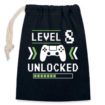 8th Birthday Gamer Level 8 - Closable cotton gift bag (14x20cm) - navy - Front