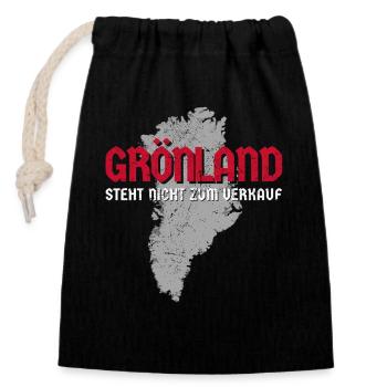 Groenland Non à vendre - Sac cadeau en coton avec cordon (14 x 20 cm) - noir - Devant