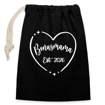 Bonusmama 2026 Beste Stiefmutter Danke Bonus Mama - Verschließbarer Geschenkbeutel aus Baumwolle (14x20cm) - Schwarz - Vorne