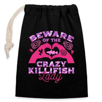 Toothcarp Killfish Toothed carp - Closable cotton gift bag (14x20cm) - black - Front