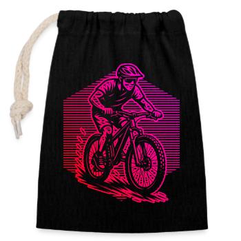 Mountainbike Liebe zum Anziehen - Verschließbarer Geschenkbeutel aus Baumwolle (14x20cm) - Schwarz - Vorne