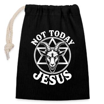 Pas aujourd’hui Jésus Goat Pentagramme Tee - Sac cadeau en coton avec cordon (14 x 20 cm) - noir - Devant
