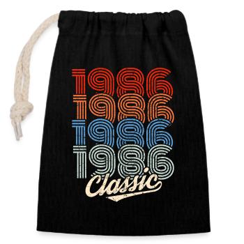 1986 Classic Retro Neon - Closable cotton gift bag (14x20cm) - black - Front