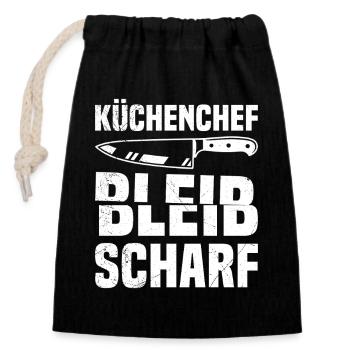 Kochberuf KÜCHENCHEF BLEIB SCHARF Lustiges - Verschließbarer Geschenkbeutel aus Baumwolle (14x20cm) - Schwarz - Vorne