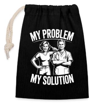 Oncology Nurse My Problem My Pictogram Dad Mom - Verschließbarer Geschenkbeutel aus Baumwolle (14x20cm) - Schwarz - Vorne
