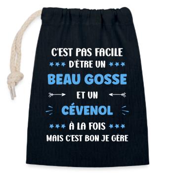 Beau gosse cévenol à la fois - Sac cadeau en coton avec cordon (14 x 20 cm) - bleu marine - Devant