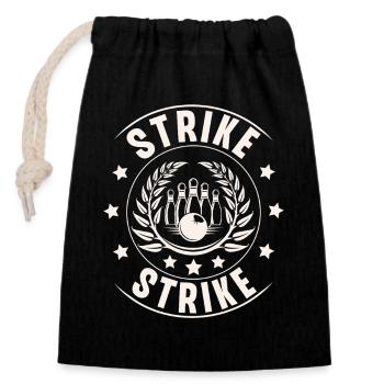 Bowling - Closable cotton gift bag (14x20cm) - black - Front