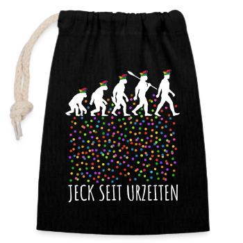 Homo Carnival | Jeck depuis la nuit des temps, Shrovetide - Sac cadeau en coton avec cordon (14 x 20 cm) - noir - Devant