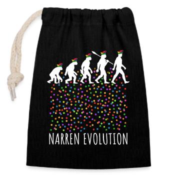 Évolution des fous | Homo Carnival | Carnaval - Sac cadeau en coton avec cordon (14 x 20 cm) - noir - Devant