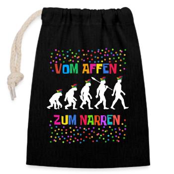 Homo Carnival | De singe à fou, Shrovetide - Sac cadeau en coton avec cordon (14 x 20 cm) - noir - Devant