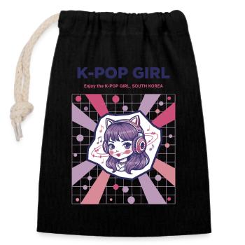 Fille K-Pop Profite de la Fille K-Pop Corée du Sud Coréenne - Sac cadeau en coton avec cordon (14 x 20 cm) - noir - Devant